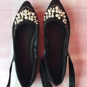 Charlotte Russe Faux Suede Pointed Pearl Flats